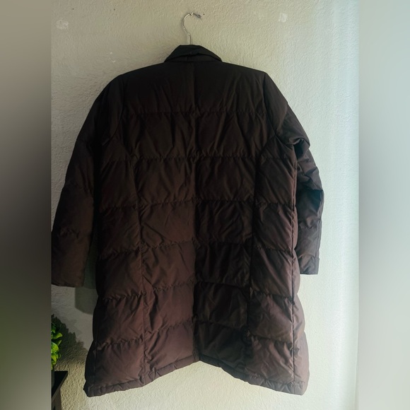 LL Bean Women M Long Goose Down Parka Brown Winter Cold Weather Jacket NO Hood - Picture 10 of 13
